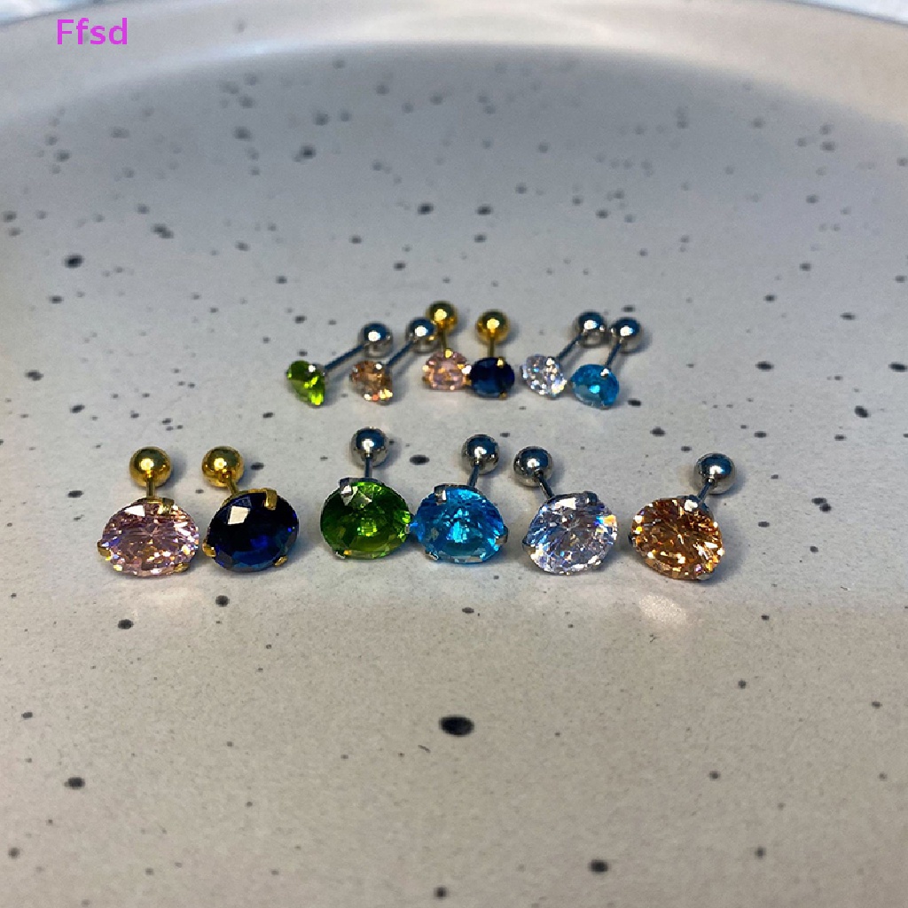 1 Khuyên Tai Đính Đá Zircon 5 / 8mm Thời Trang Cho Nữ