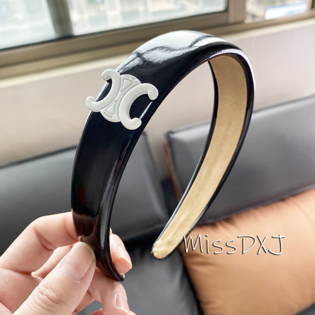 Băng Đô Cài Tóc Bằng Da PU Màu Trơn Đơn Giản Phong Cách Hàn Quốc Cho Nữ