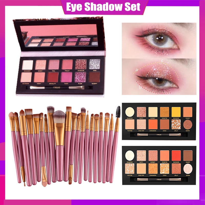 Bảng Phấn Mắt Nhiều Màu Kèm Cọ Trang Điểm Thời Trang