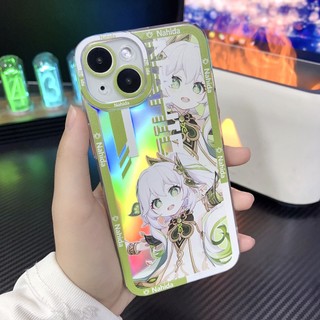 Genshin impact Nahida Ốp Điện Thoại Mềm Trong Suốt Màu Laser Cho iPhone 14 13 12 11 pro promax x xs xsmax 7 8 plus