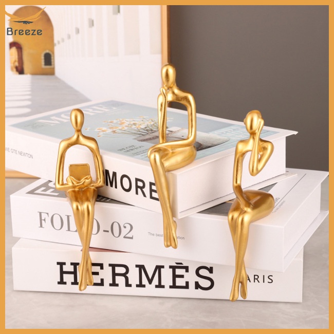 Set 3 Bức Tượng Điêu Khắc Trừu Tượng Bằng Nhựa Resin Trang Trí Phòng Khách / Phòng Ngủ