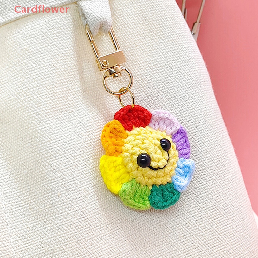 Móc Chìa Khóa Xe Hơi / Túi Xách Bằng Len Đan Hình Hoa Hướng Dương < Cardflower > Mới Cho Nam Và Nữ