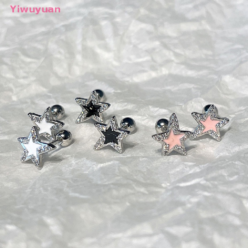 1 Đôi Khuyên Tai Đính Đá Zircon Hình Ngôi Sao Thời Trang Mới