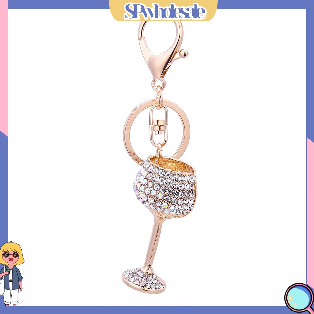 <SPwholesale> Móc Khóa Hình Ly Rượu Đính Đá Thời Trang Phong Cách