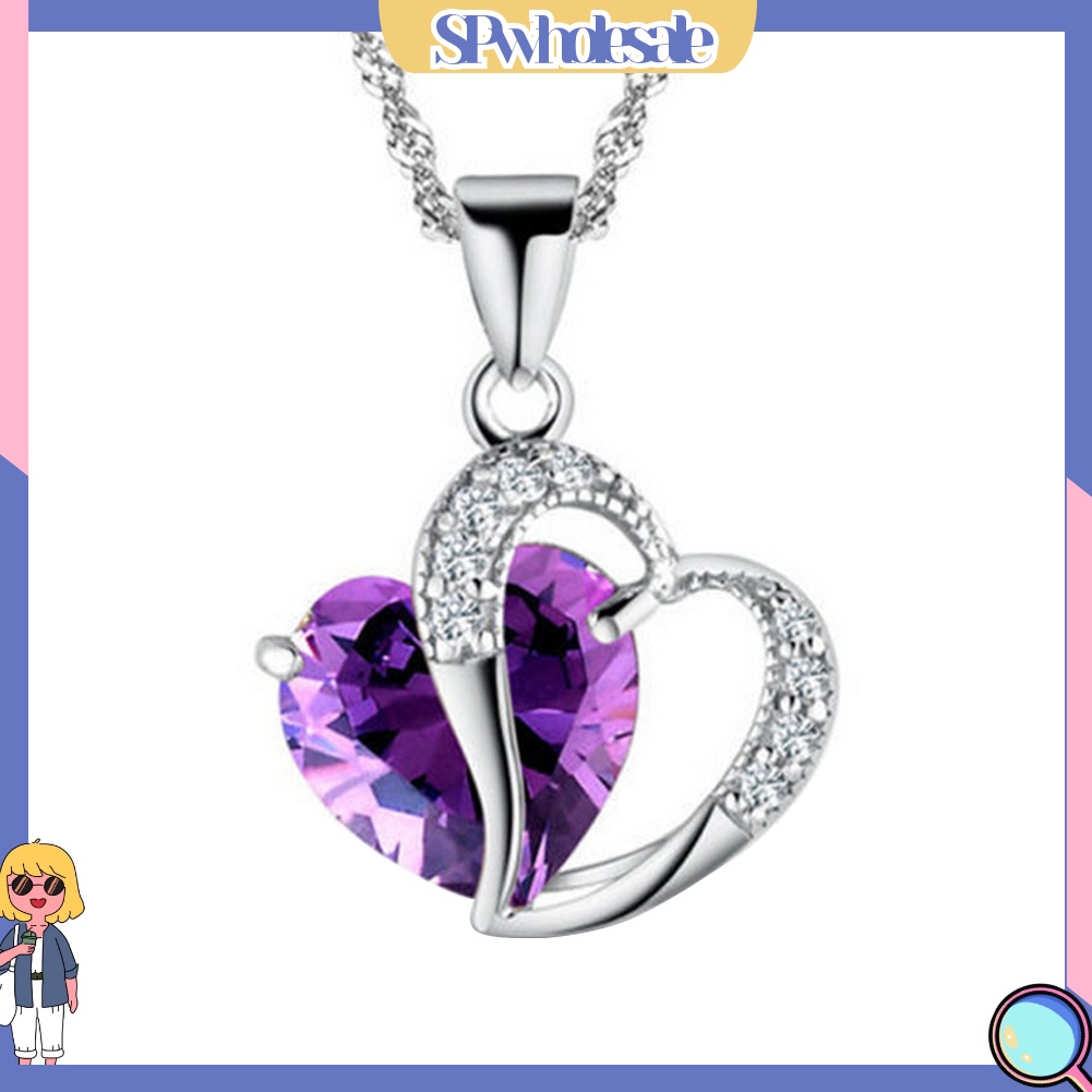 &lt;SPwholesale&gt; Vòng cổ Mặt Trái Tim Đính Đá Nhiều Màu Sắc Thời Trang Cho Nữ