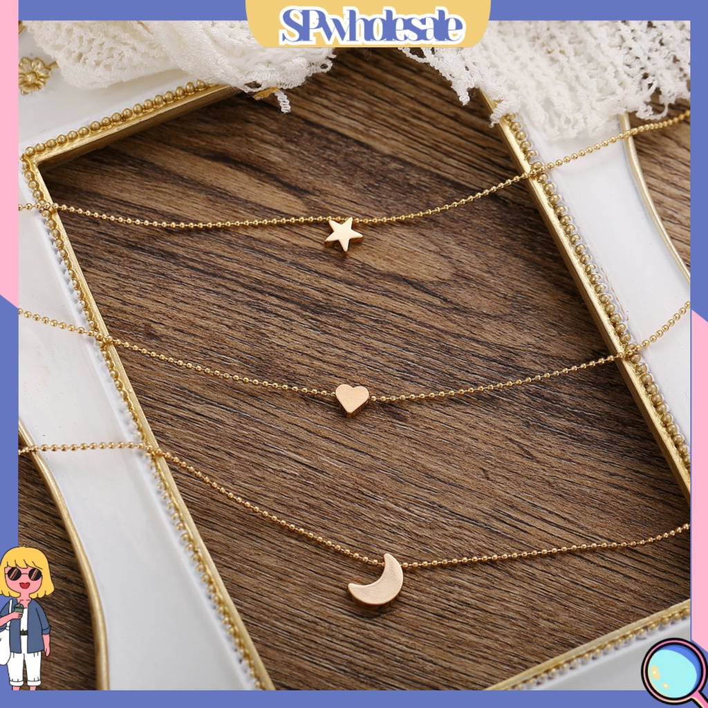 &lt;SPwholesale&gt; Vòng cổ Nhiều Lớp Hình Ngôi Sao Bằng Thép Không Gỉ Thời Trang Cho Nữ