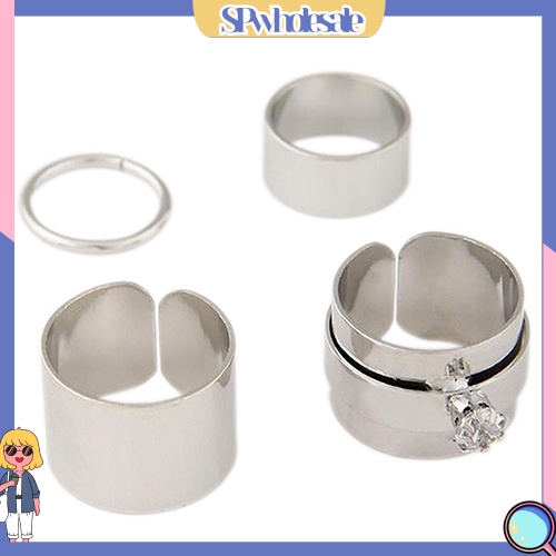 <SPwholesale> Bộ 4 Nhẫn Đeo Đốt Ngón Tay Thời Trang Cho Nam Và Nữ