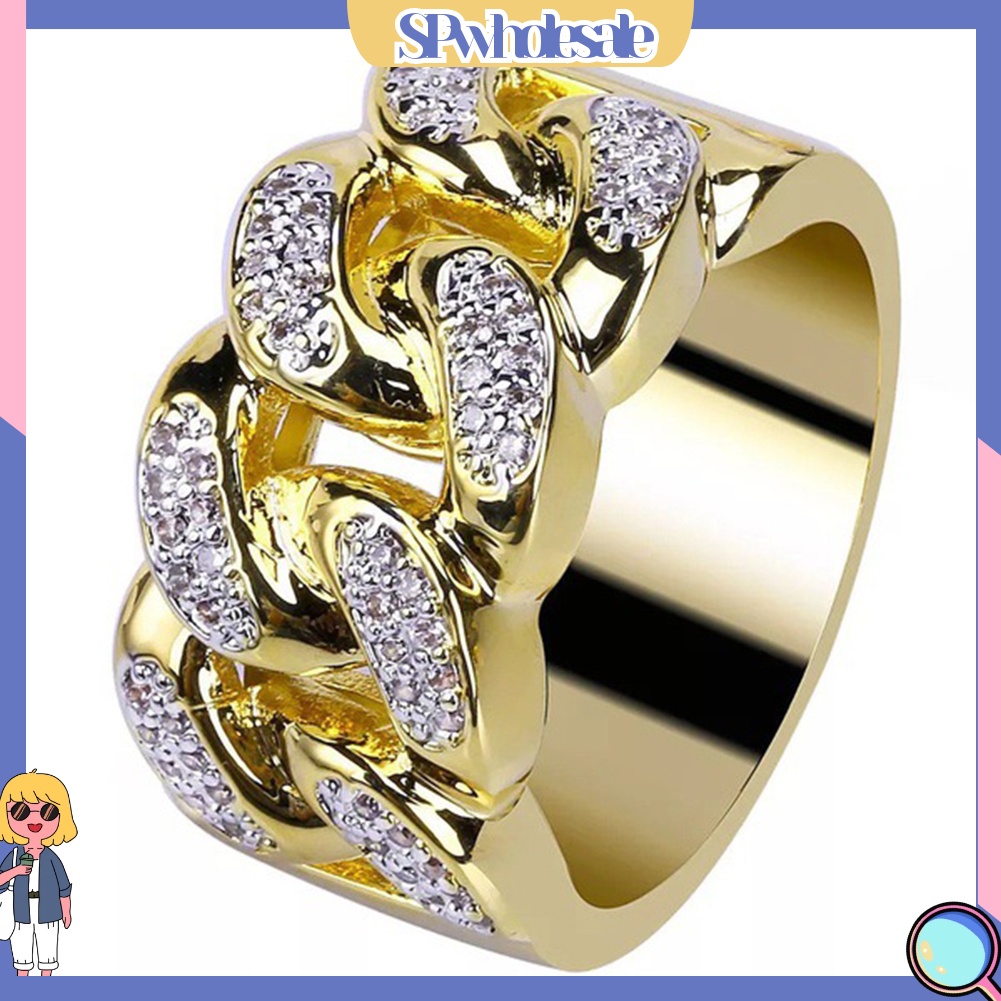 <SPwholesale> Nhẫn Bản Rộng Đính Đá Sang Trọng Cho Nam