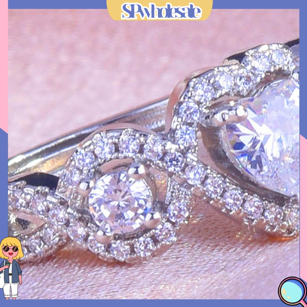 <SPwholesale> Nhẫn Đính Hôn Dạng Hở Không Phai Màu Đính Đá Bằng Đồng