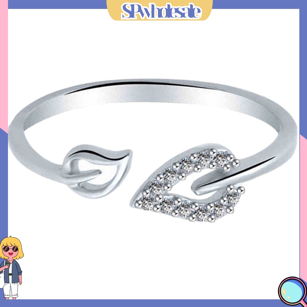 <SPwholesale> Nhẫn Hở Hình Trái Tim Đính Đá Độc Đáo