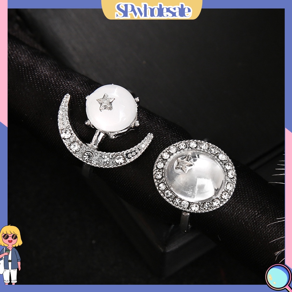 <SPwholesale> Bộ 2 Nhẫn Đốt Ngón Tay Trong Suốt Đính Đá Phong Cách Boho