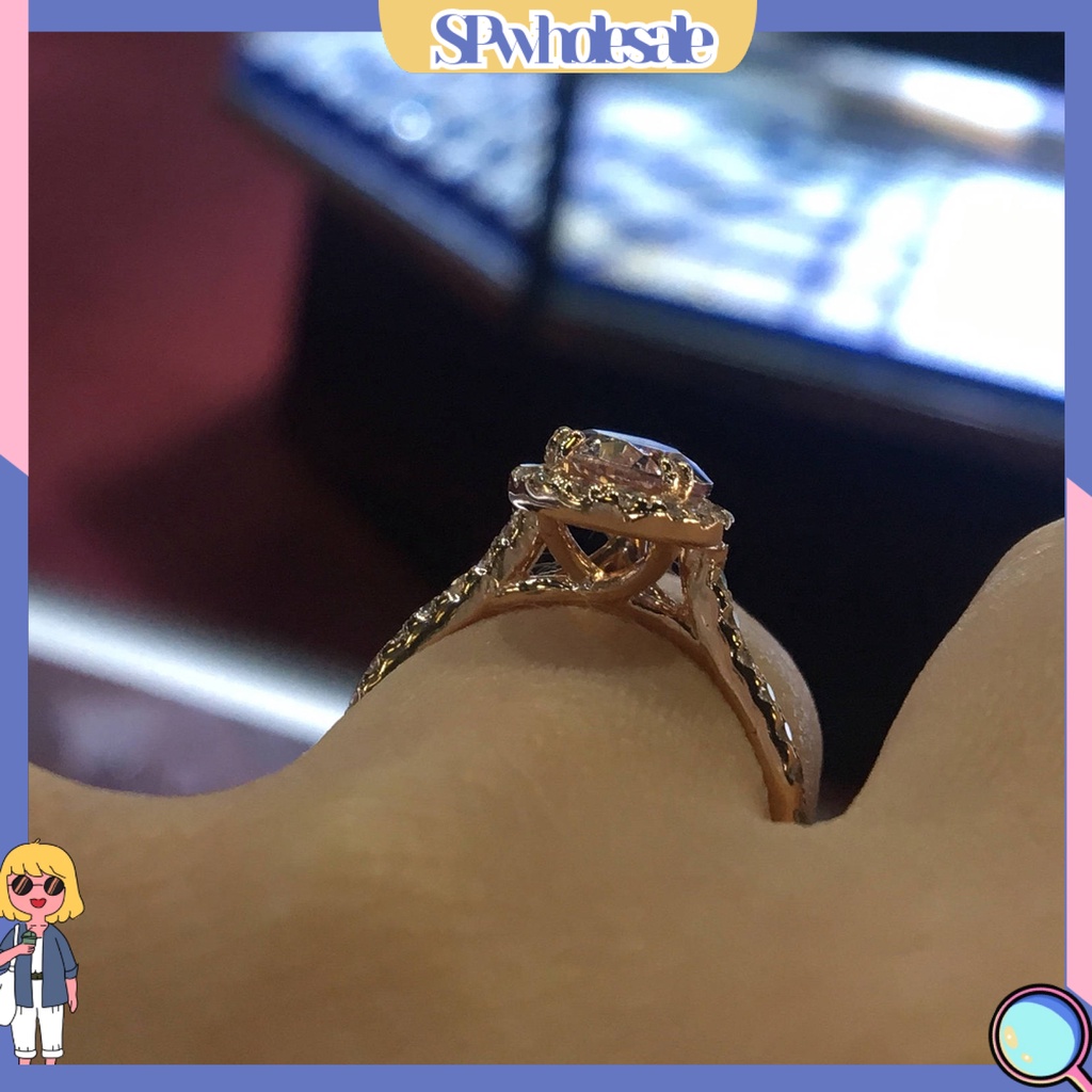 &lt;SPwholesale&gt; Nhẫn Khảm Đá Kim Cương Hình Giọt Nước Dát Tròn Tinh Tế Di Động Cho Nữ Sinh Nhật