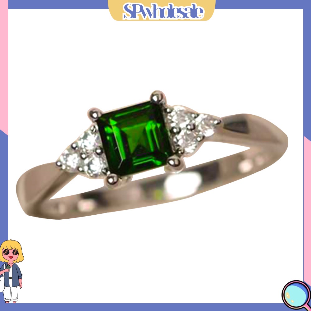 <SPwholesale> Nhẫn Đính Hôn Đính Đá Zircon Hình Vuông Thời Trang Cho Nữ