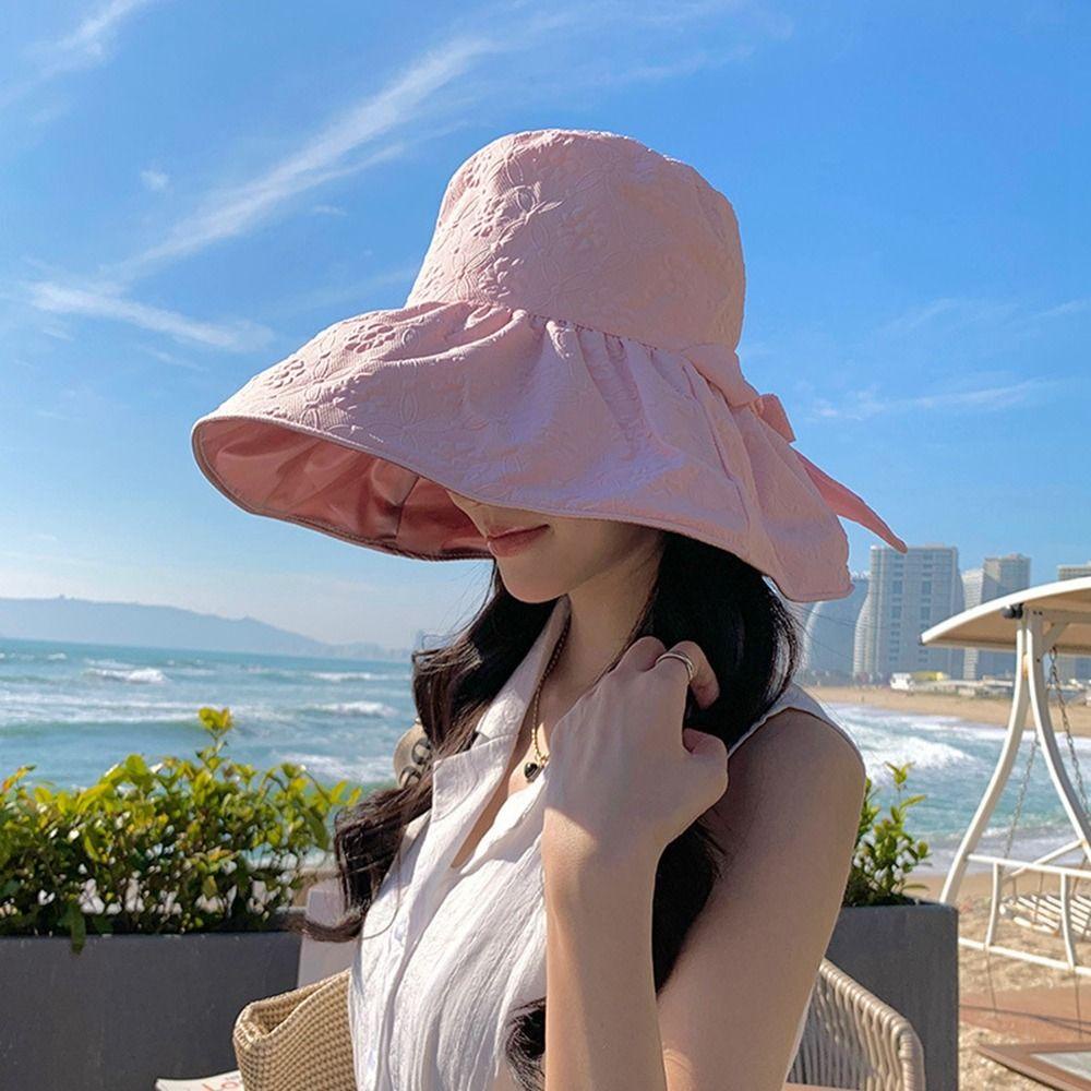 Nón Bucket Chống Nắng / Tia UV Thắt Nơ Phong Cách Pháp Cho Nữ