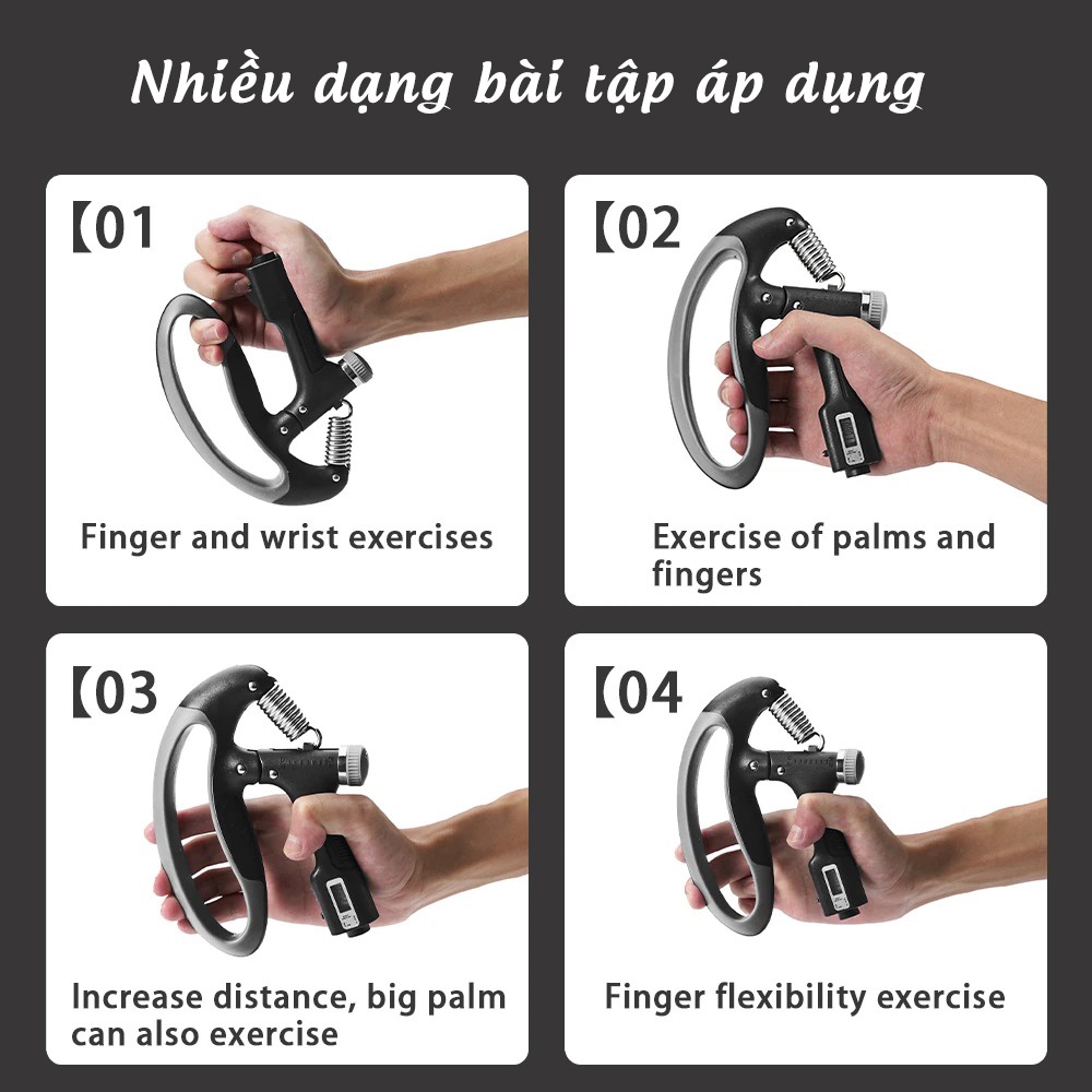 Kìm Bóp Tập Cơ Cánh Tay Counter Grip Pro - Điều Chỉnh Lực 10-100kg Có Đếm Đện Tử Cho Tay To Khoẻ