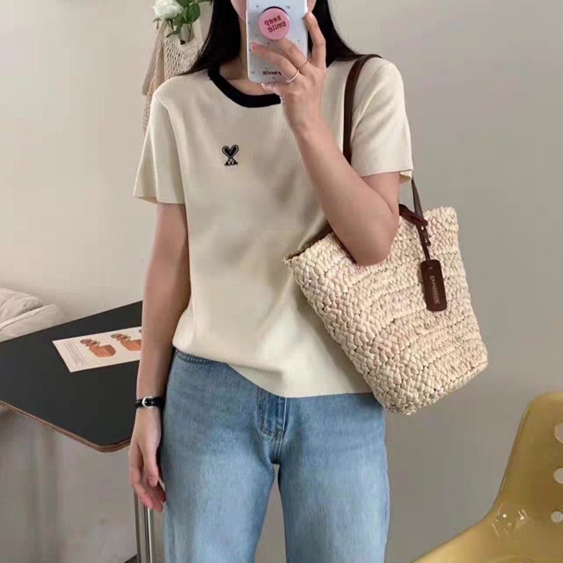 Áo len nữ cổ tròn viền màu trẻ trung MS1140