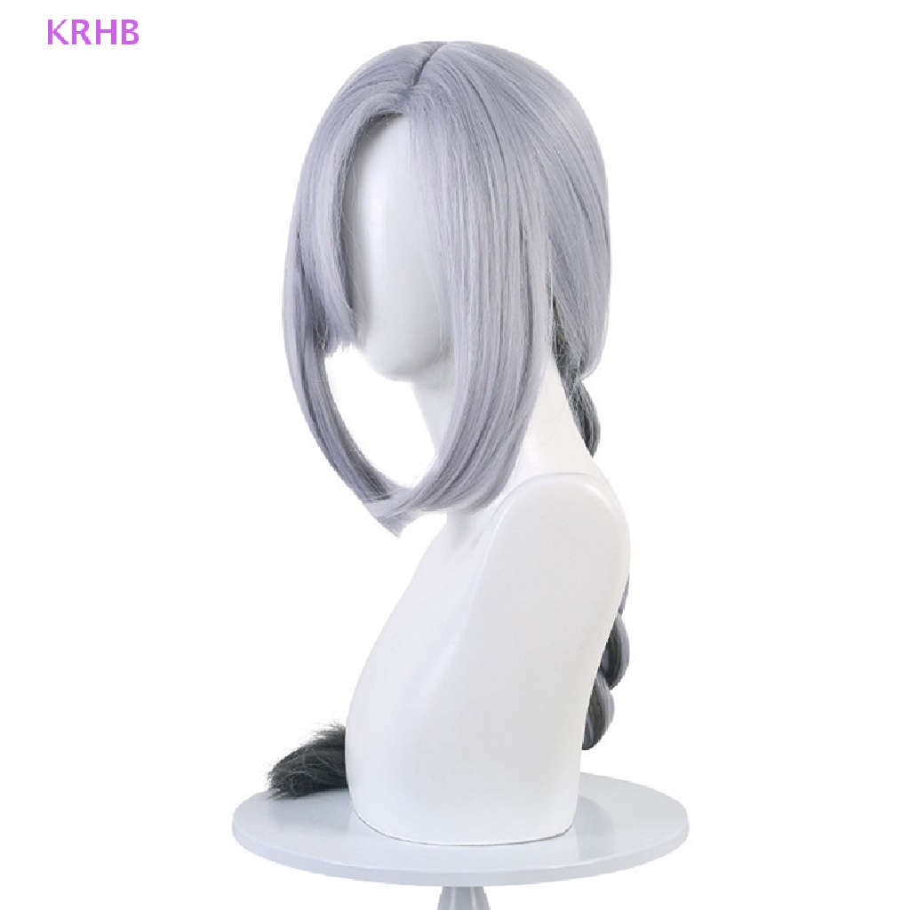 Tóc Giả Thắt Bím Dài 80cm Màu Trắng Xanh Hóa Trang Nhân Vật Game Genshin Va Chạm Shenhe Mới