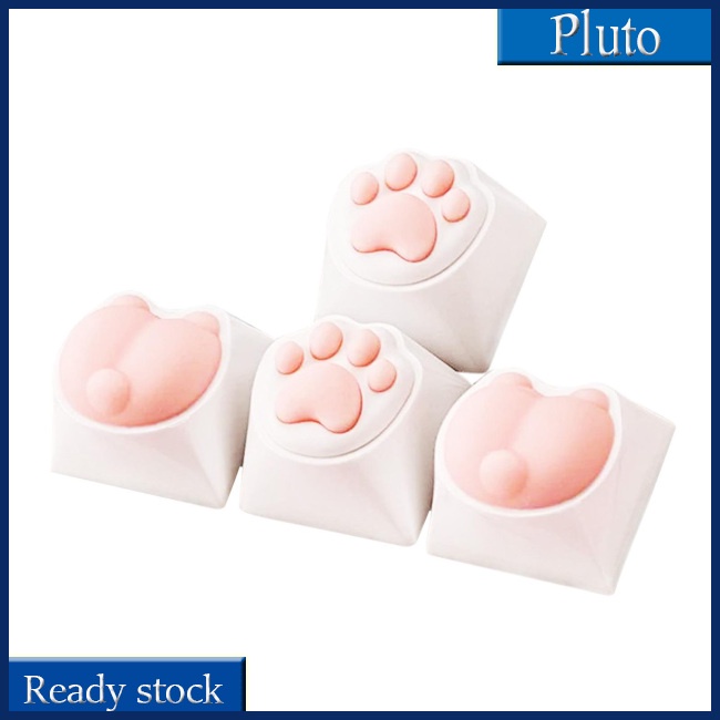 Mới Set 4 Nút Bàn Phím Silicon Hình Bàn Chân Mèo Dễ Thương