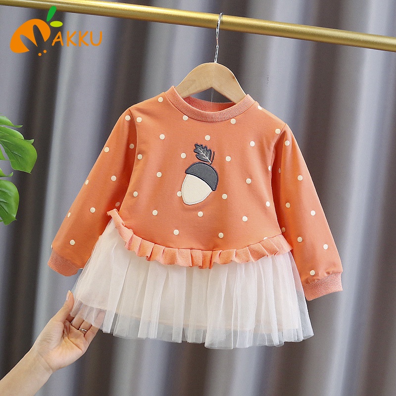 Đầm sweater Dệt Kim Tay Dài Kẻ Sọc Thời Trang Mùa Thu Cho Bé Gái