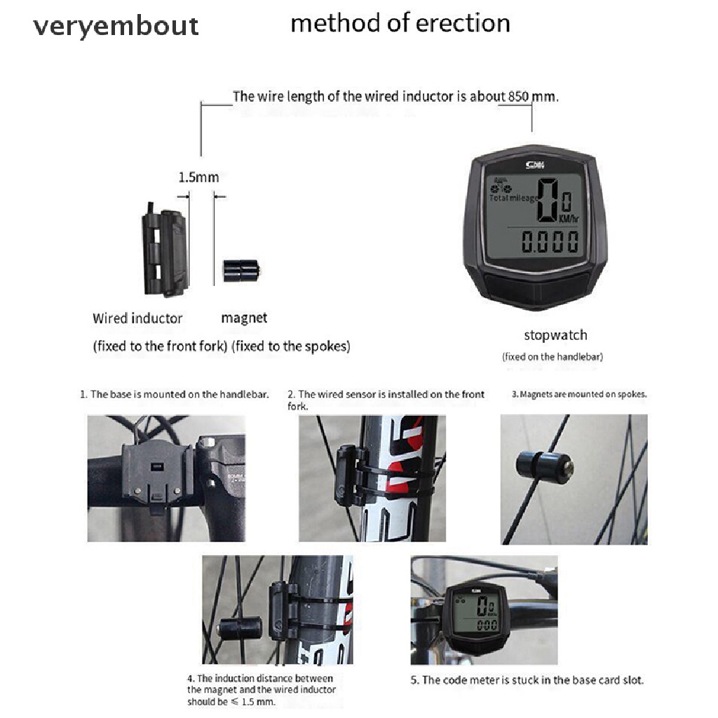 Máy Đo Tốc Độ Xe Đạp Không Thấm Nước Có Màn Hình LCD Kỹ Thuật Số