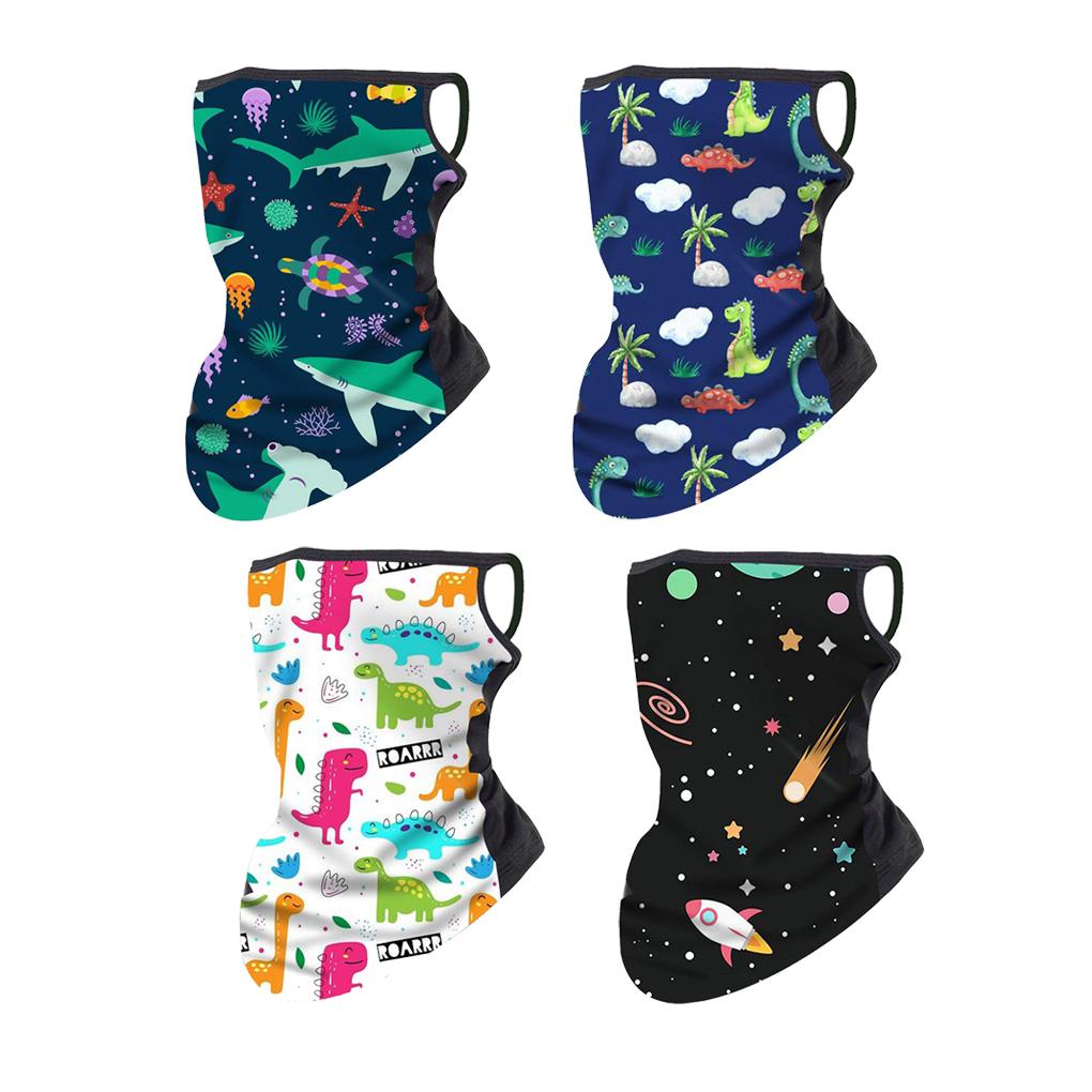 Khăn Choàng Cổ 1 / 2 / 3 / 5 Hình Tam Giác In Kỹ Thuật Số Chống Gió Có Vòng Đeo Tai Cho Bé Chơi Thể Thao Ngoài Trời