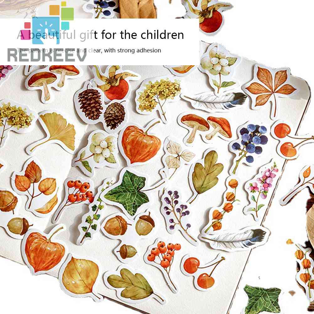 Bộ 46 Miếng Dán Trang Trí Sổ Tay Nhật Ký Hình Lá Mùa Thu