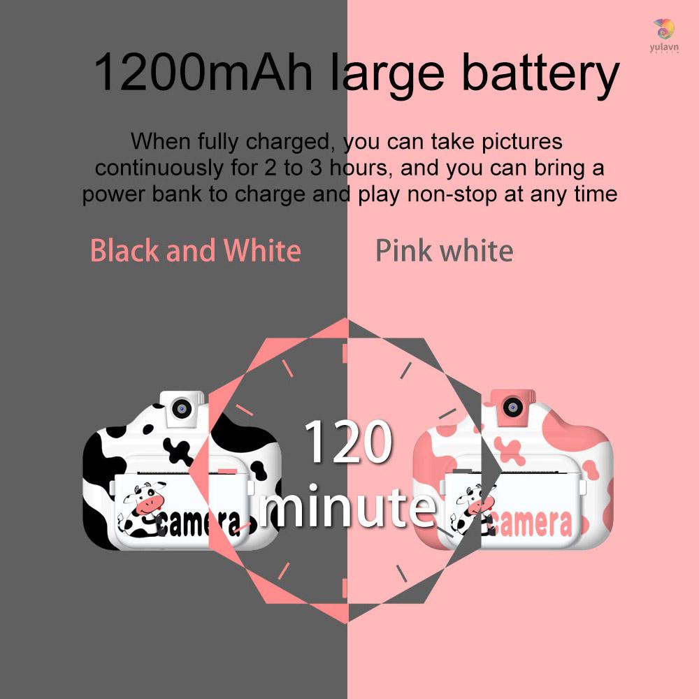 Máy Ảnh Tức Thì WiFi Màn Hình 2.4 Inch 1080P 180P Ghi Hình Video Zero Ink 180P Cho Trẻ Em° Set 12 Bút Màu 4 + 4 + Ống Kính Xoay Bằng Giấy Dành Cho Trẻ Em