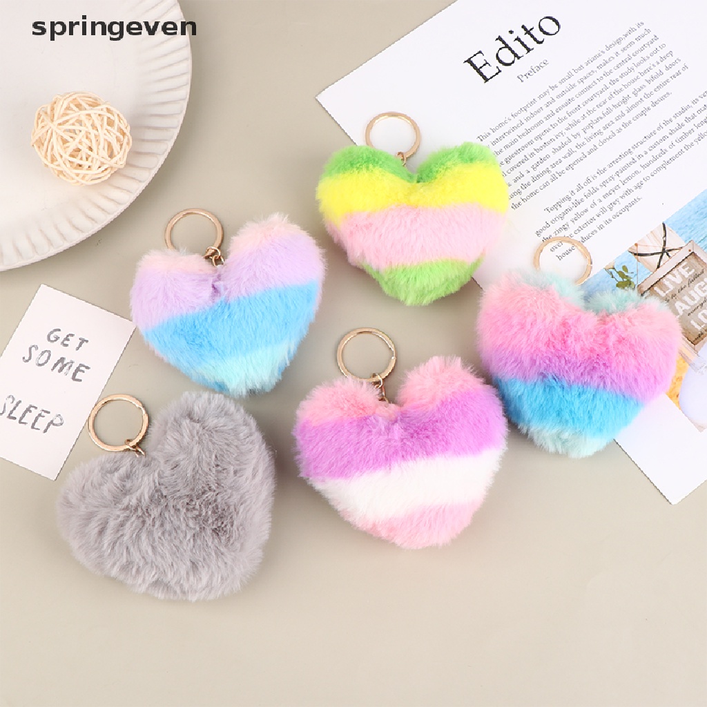 Móc Khóa Hình Trái Tim Phối Cục Bông Nhiều Màu Sắc Dễ Thương