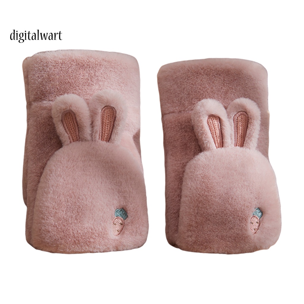 Kỹ Thuật Số| 1 Đôi Găng Tay Mùa Đông Siêu Mềm Thân Thiện Với Da Chống Gió Không Phai Màu Giữ Ấm Mùa Đông Bằng Vải Polyester Dày Hình Tai Thỏ Cho Nữ