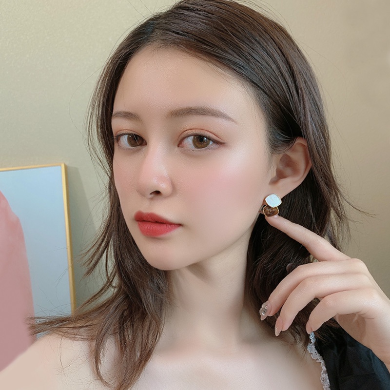 Bông Tai Mạ Bạc 925 Hình Học Nhỏ Đơn Giản Màu Sắc Tương Phản Phong Cách Retro Thời Trang 2022