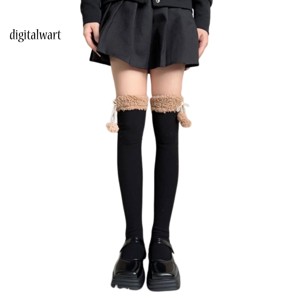 Kỹ Thuật Số| 1 Đôi Vớ Dài Qua Gối Bằng Vải Lông Cừu Dày Co Giãn Thoáng Khí Chống Trượt Giữ Ấm Mùa Đông Phong Cách Nhật Bản Cho Nữ