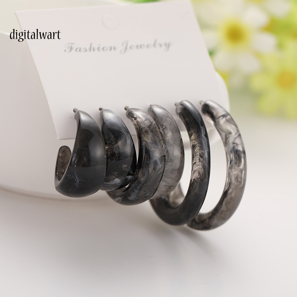 Kỹ Thuật Số| Set 3 Đôi Khuyên Tai Hình Chữ C Trong Suốt Thời Trang Dành Cho Nữ