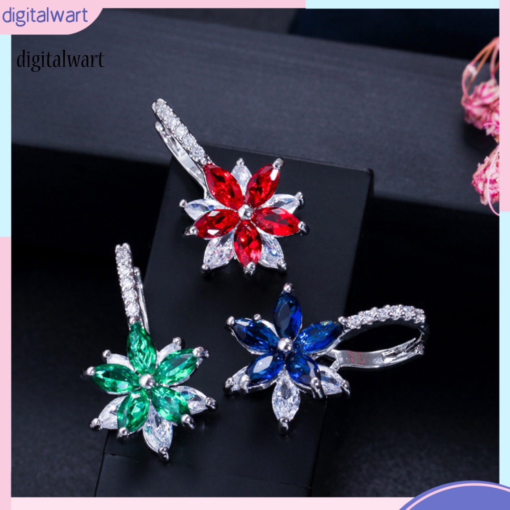 Kỹ Thuật Số| 1 Đôi Bông Tai Dáng Dài Hình Hoa Đính Đá Lấp Lánh Dùng Hàng Ngày