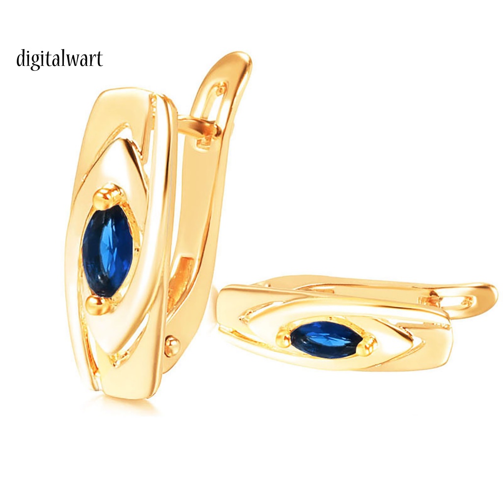 Kỹ Thuật Số| 1 Đôi Bông Tai Tròn Đính Đá Zirconia Màu Xanh Dương Thoải Mái Dễ Mang Trang Sức Thanh Lịch Dành Cho Bạn Nữ