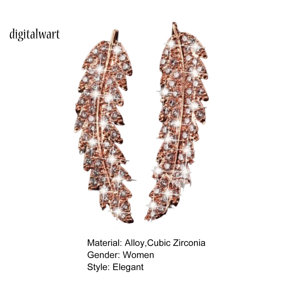 Kỹ Thuật Số| 1 Đôi Bông Tai Hình Chiếc Lá Đính Đá Zircon Lấp Lánh Dành Cho Nữ