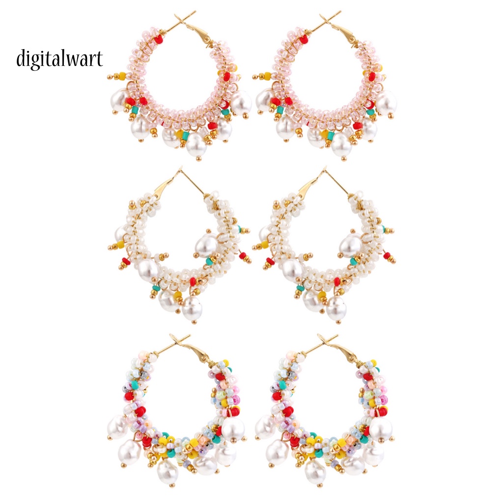 Kỹ Thuật Số| 1 Đôi Bông Tai Vòng Tròn Phong Cách Bohemia Tinh Tế Sang Trọng Cho Nữ