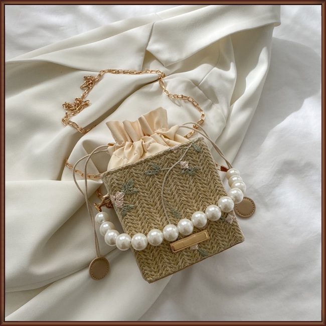 Túi Đeo Vai Hình Vuông Đính Ngọc Trai Thời Trang Dành Cho Nữ