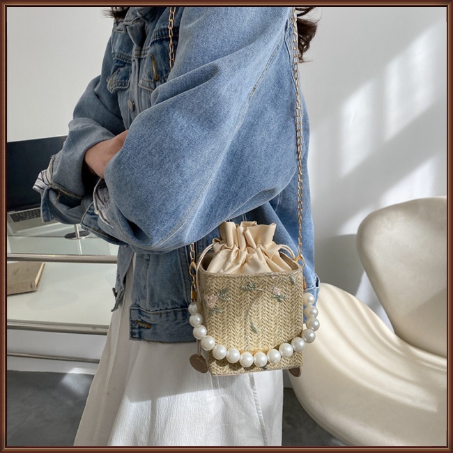 Túi Đeo Vai Hình Vuông Đính Ngọc Trai Thời Trang Dành Cho Nữ