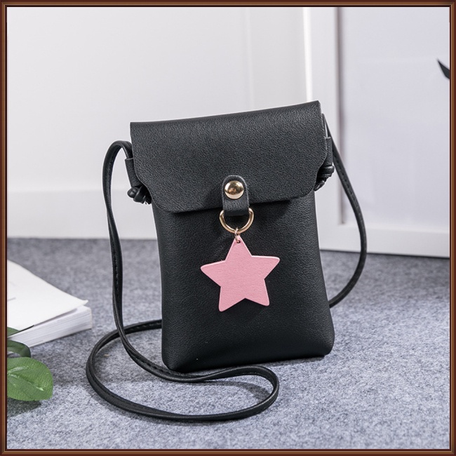 Túi Da Đeo Chéo Hình Vuông Nhỏ Đính Ngôi Sao Thời Trang Cho Nữ