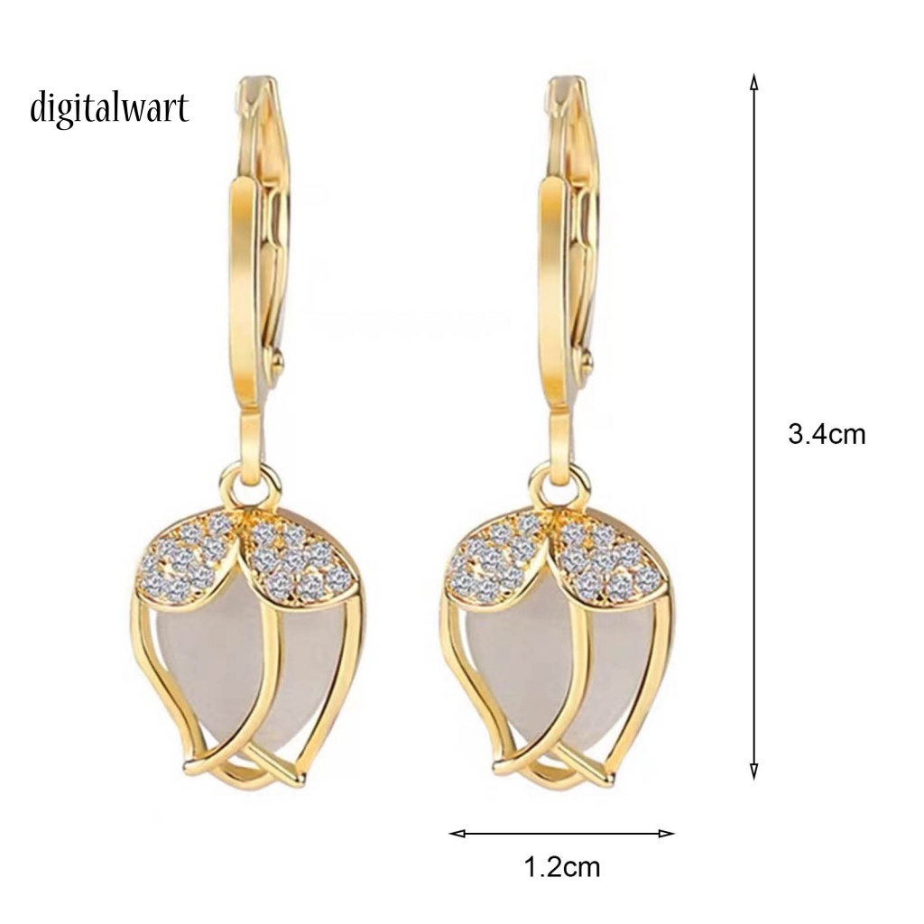 Kỹ Thuật Số| 1 Đôi Bông Tai Dáng Dài Mạ Điện Đính Đá Opal Hình Học Sang Trọng