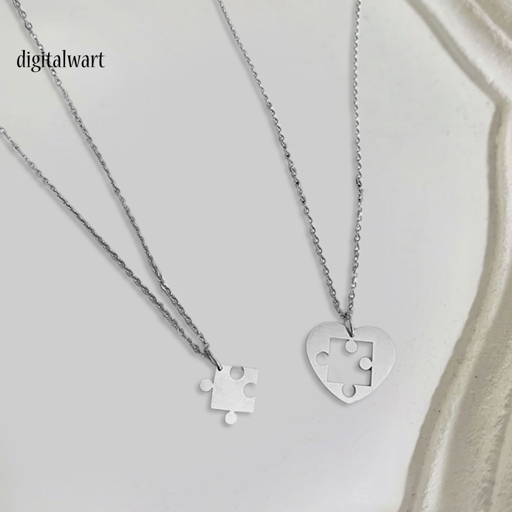 Kỹ Thuật Số| 1 Cặp Dây Chuyền Mạ Điện Hình Mảnh Ghép Trái Tim Phong Cách Punk Thích Hợp Làm Quà Tặng Cho Cặp Đôi