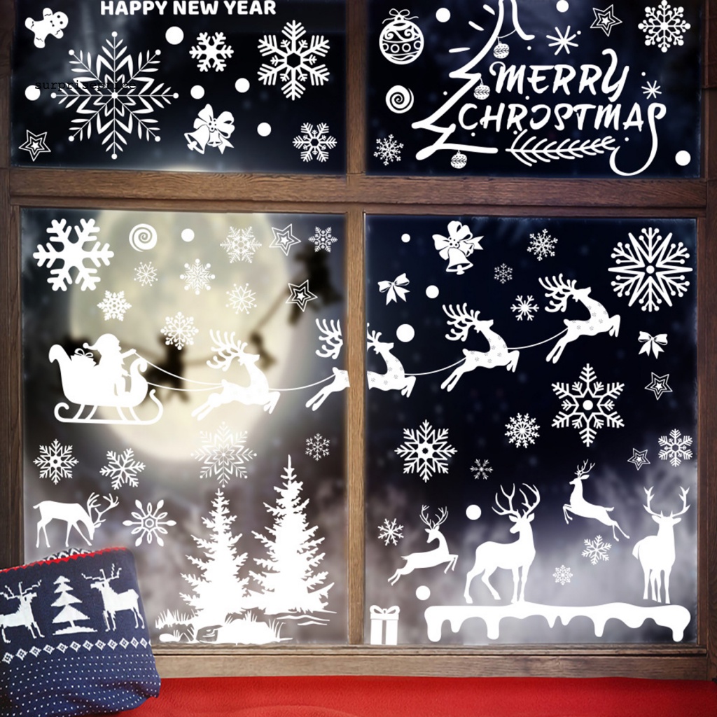 1 Set Sticker PVC Dán Tường / Kính Cửa Hàng Họa Tiết Giáng Sinh Tinh Tế DIY