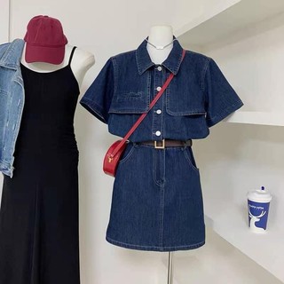 ✨BÁN SỈ✨Đầm denim đậm kèm belt eo chun