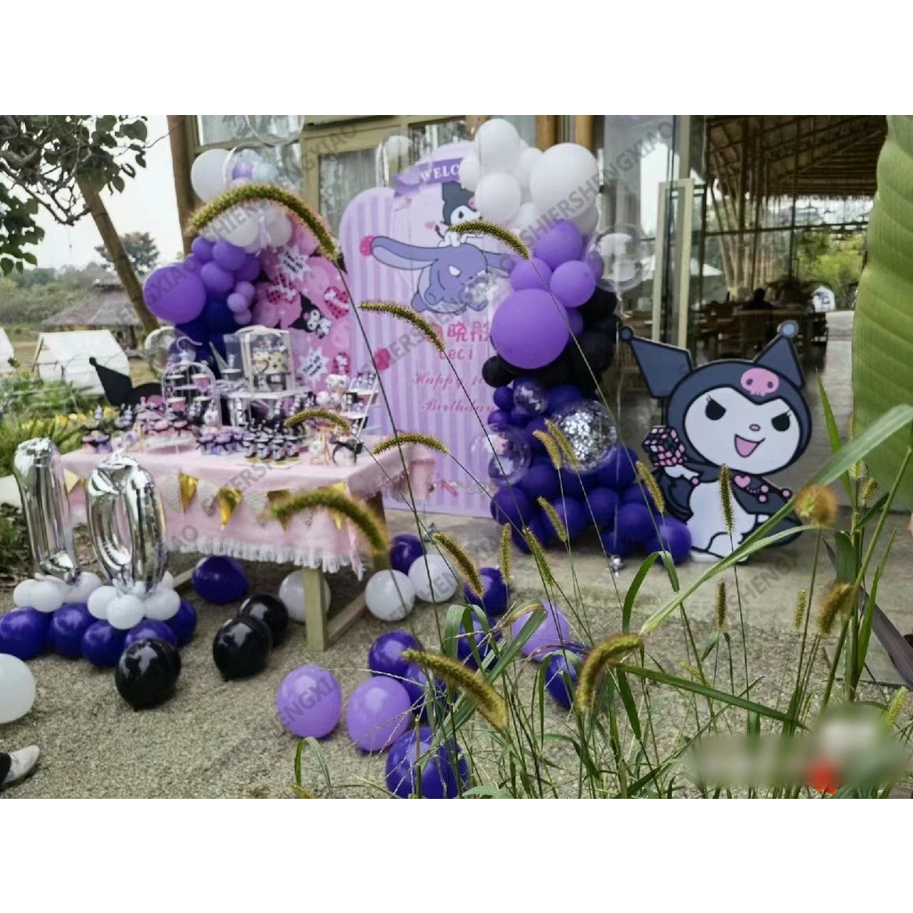 Set 88 Bong Bóng Kulomi Bằng Latex Màu Trắng Đen Trang Trí Tiệc Sinh Nhật / Tiệc Cưới Cho Bé Gái