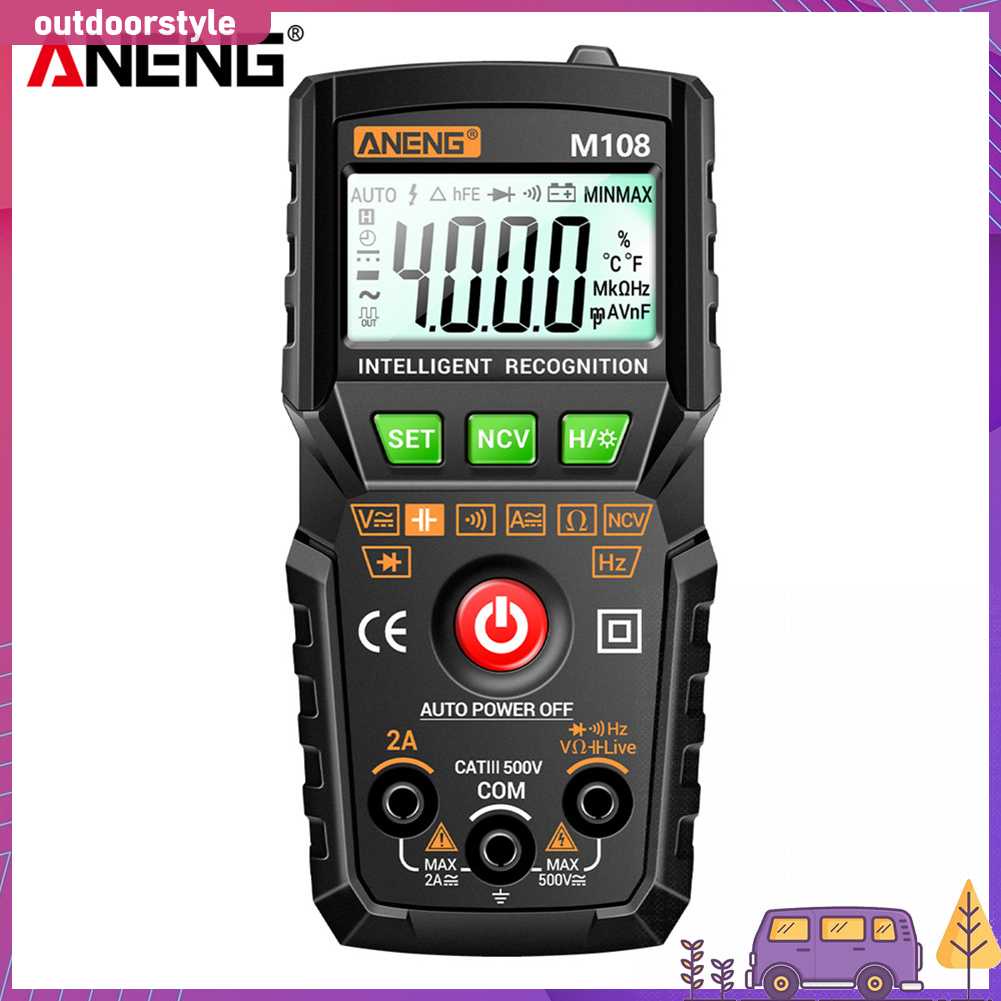 ANENG M108 4000 Đếm thông minh kỹ thuật số vạn năng NCV DC AC Tester