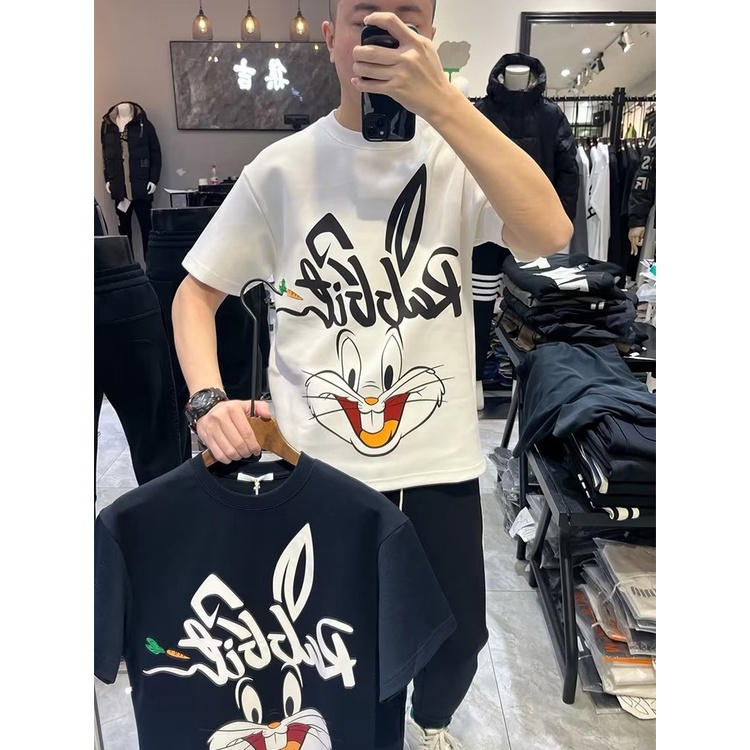 Áo Thun Cotton Ngắn Tay Cổ Tròn In Họa Tiết Hoạt Hình Phong Cách Hàn Quốc Cho Nam Cỡ S-5XL