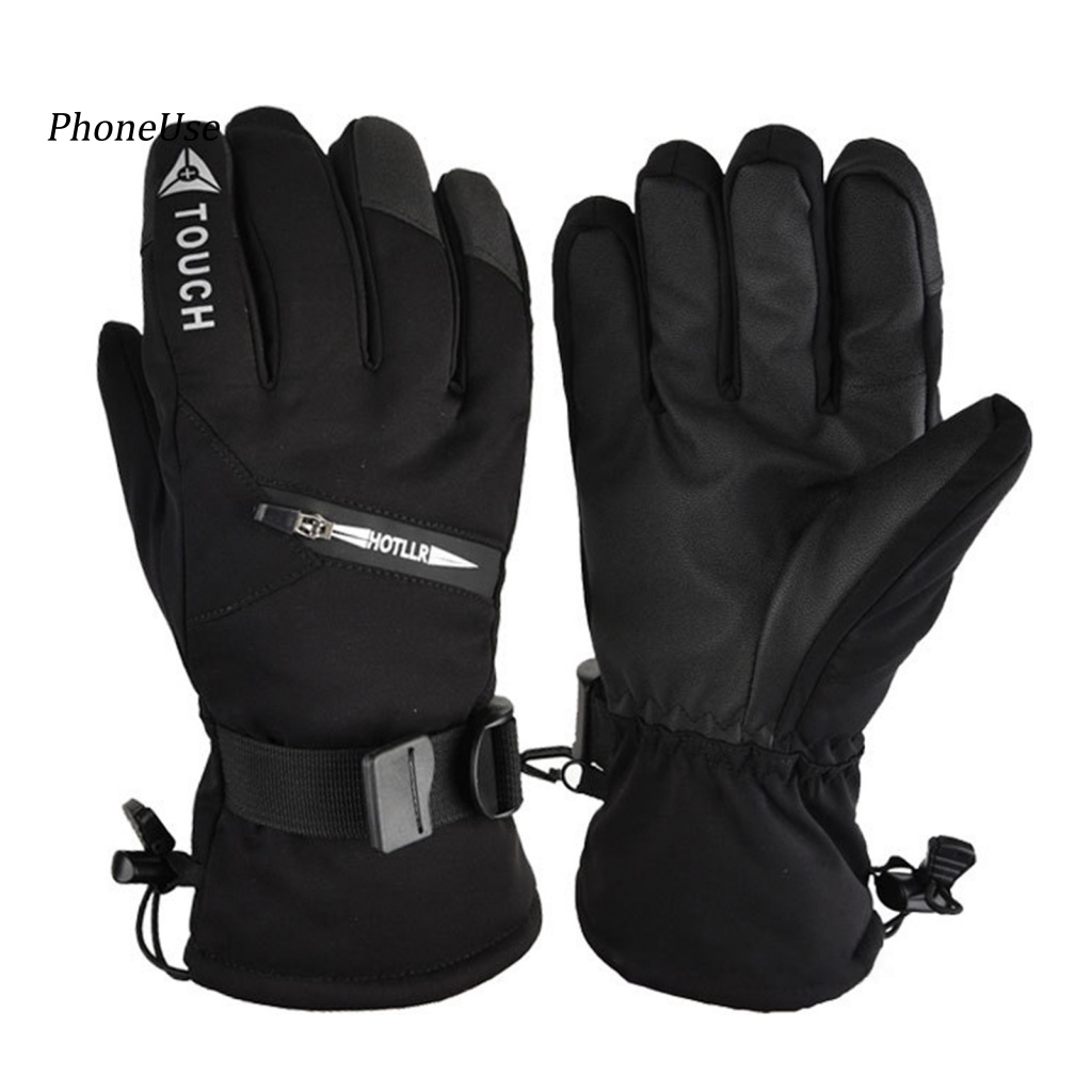 1 Đôi Găng Tay Da PU Lót Lông Cừu Giữ Ấm Mùa Đông Chống Trượt Có Thể Chạm Màn Hình Cảm Ứng