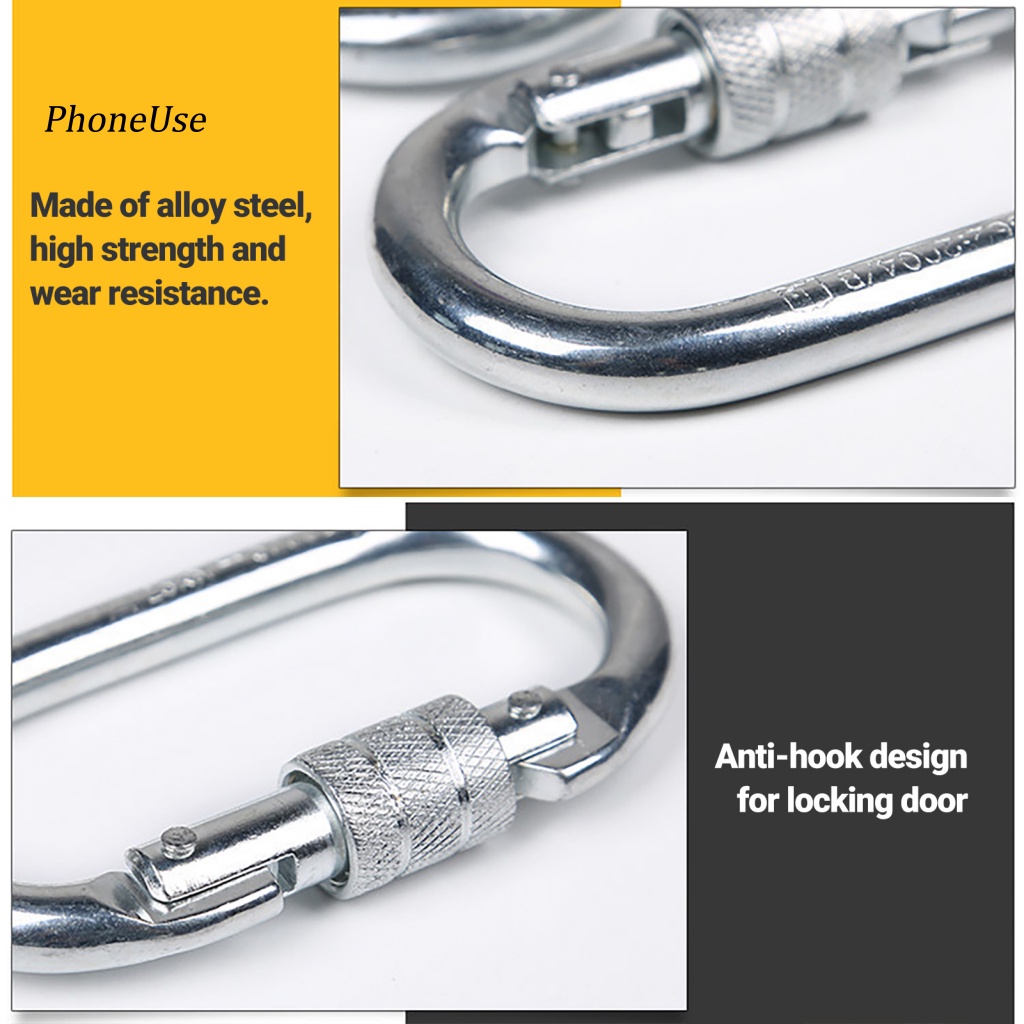 Pu Móc Khóa Carabiner Bằng Hợp Kim Thép Hình Chữ D Chuyên Dụng Cho Leo Núi