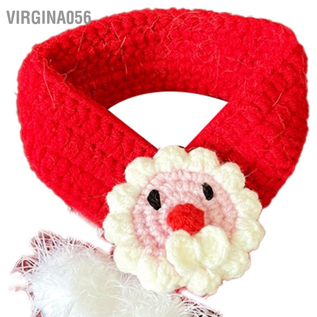 Virgina056 Pet Christmas Scarf Dệt kim thủ công Ấm áp thoải mái cho chó Khăn mùa đông mèo Puppy