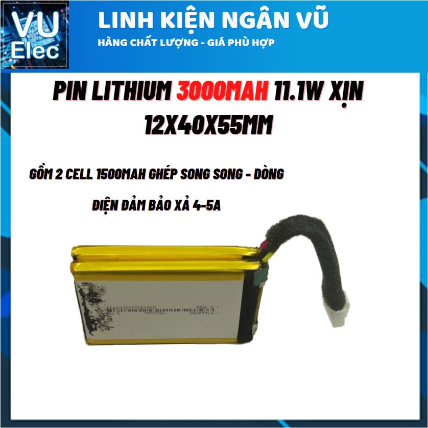 Pin lithium 3.7V 3000mah 124055 xả cao chuyên loa blutooth